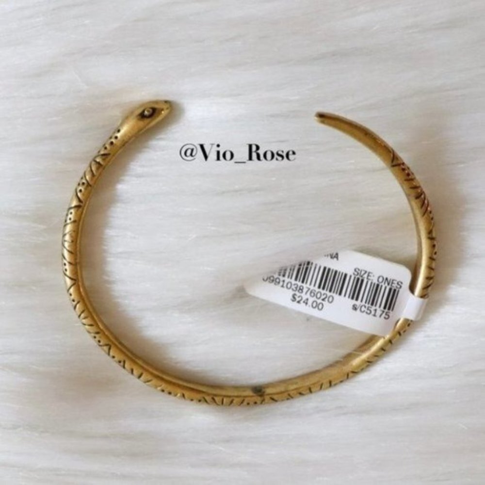 NWT Madewell Snake Cuff Bracelet Gold Brass Open End Boho - Picture 2 of 5